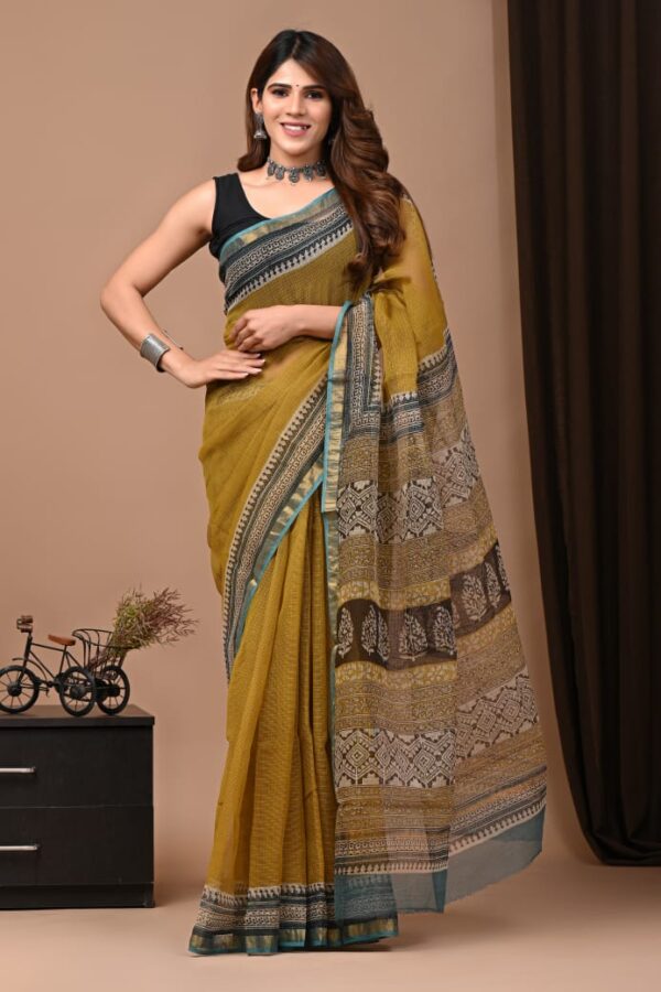 Kota Doria Saree - Green