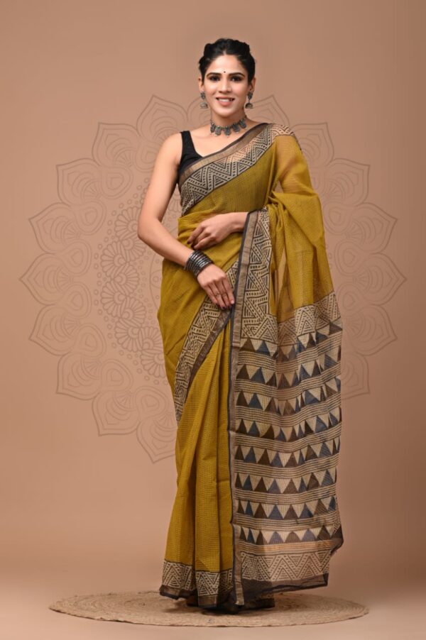 Kota Doria Saree - Green