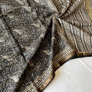 Kota Doria Saree - black
