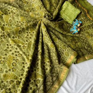 Kota Doria Saree - green