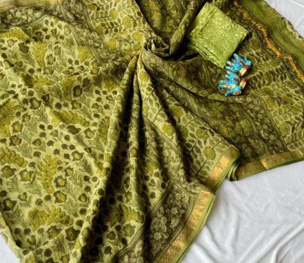 Kota Doria Saree - green