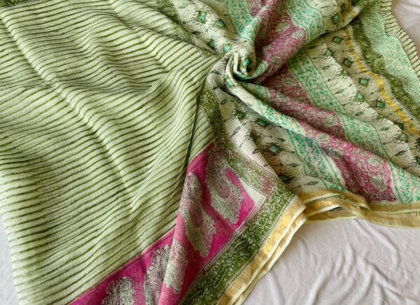 Kota Doria Saree - green