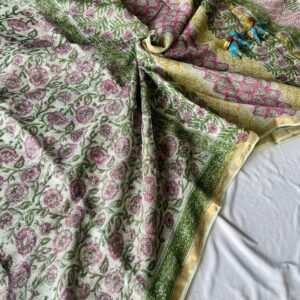 Kota Doria Saree - green
