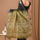 Ajrakh Linen Saree - Black