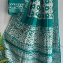 Ajrakh Linen Saree - Blue
