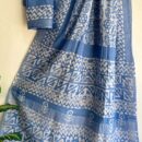 Ajrakh Linen Saree - Blue