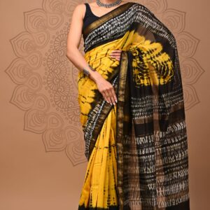 Maheshwari Silk Saree - Yellow