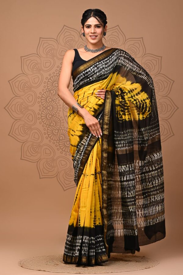 Maheshwari Silk Saree - Yellow