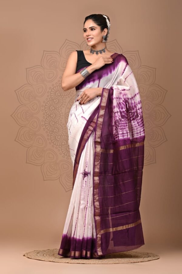 Maheshwari Silk Saree - White