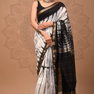 Maheshwari Silk Saree - White