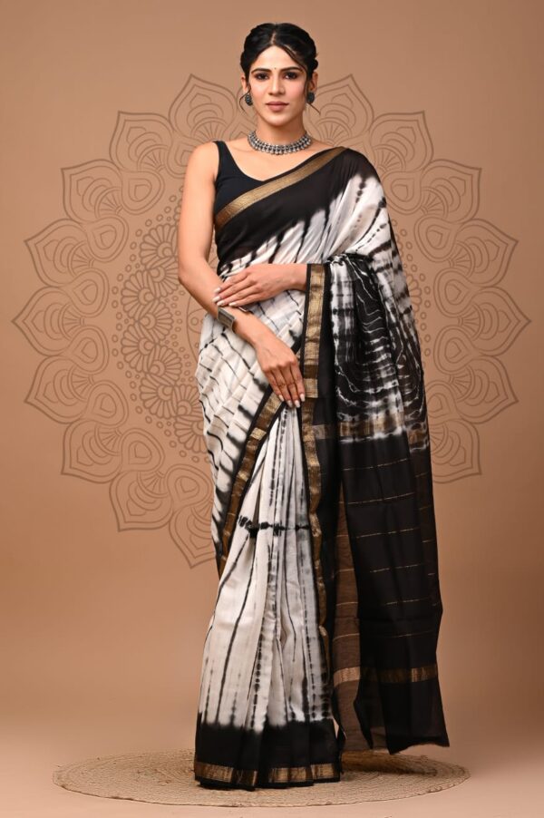 Maheshwari Silk Saree - White