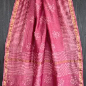 Maheshwari Silk Saree - Pink