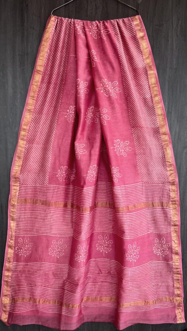 Maheshwari Silk Saree - Pink