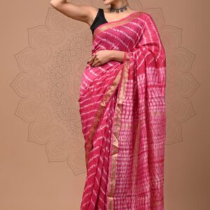 Maheshwari Silk Saree - Pink