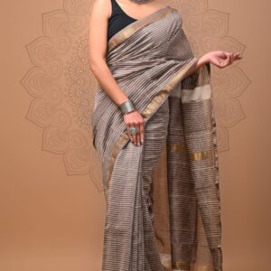 Maheshwari Silk Saree - Grey