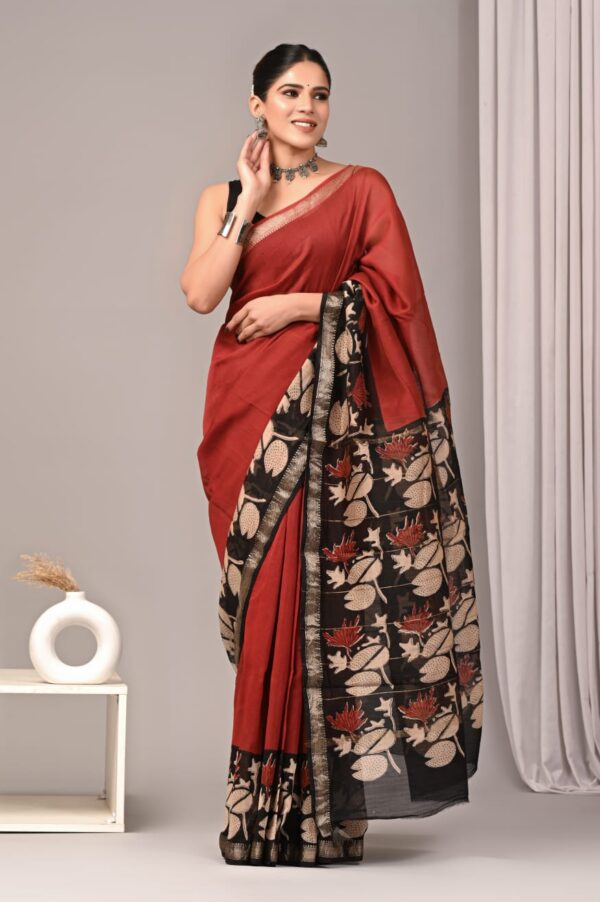 Maheshwari Silk Saree - Red