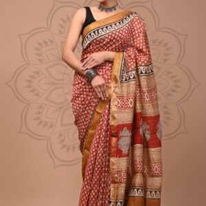 Maheshwari Silk Saree - Red