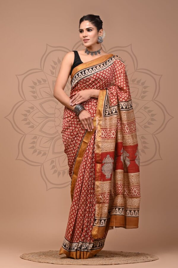 Maheshwari Silk Saree - Red