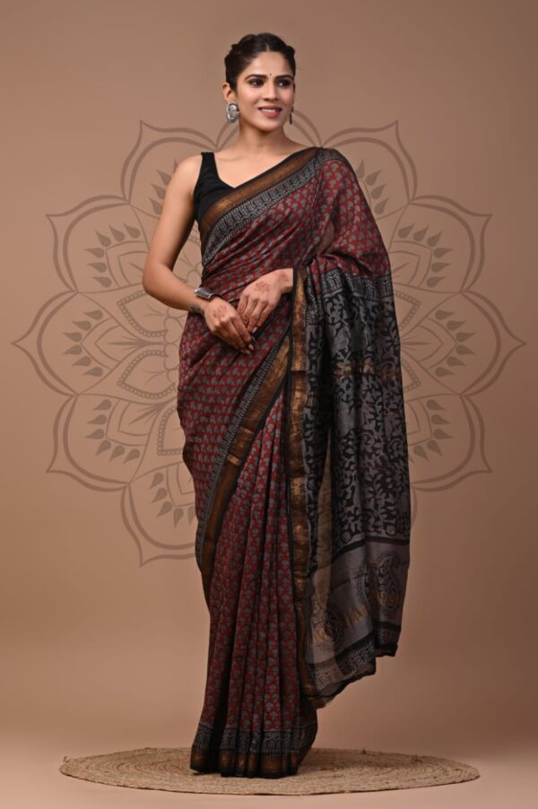 Maheshwari Silk Saree - Red