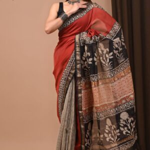 Maheshwari Silk Saree - Red