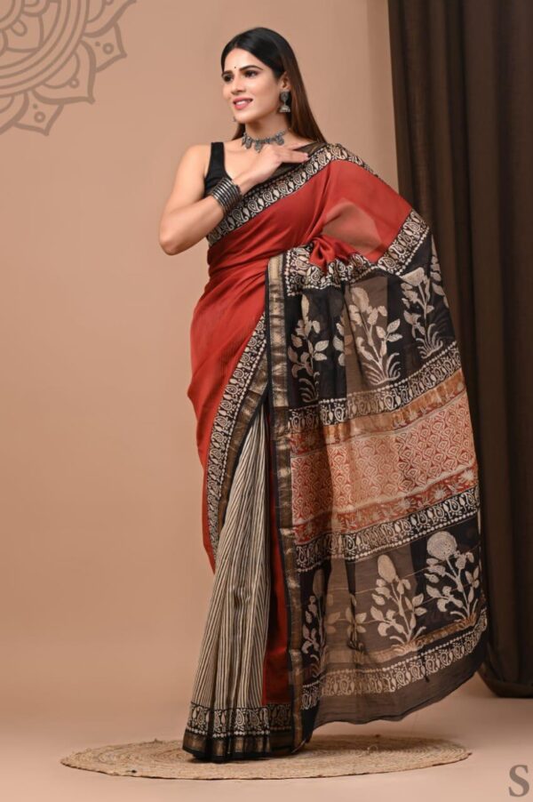 Maheshwari Silk Saree - Red