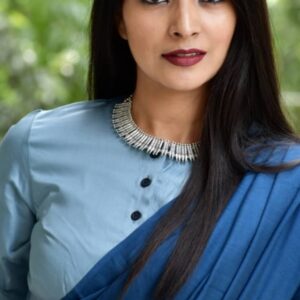 Pure Cotton Mulmul Saree - Blue