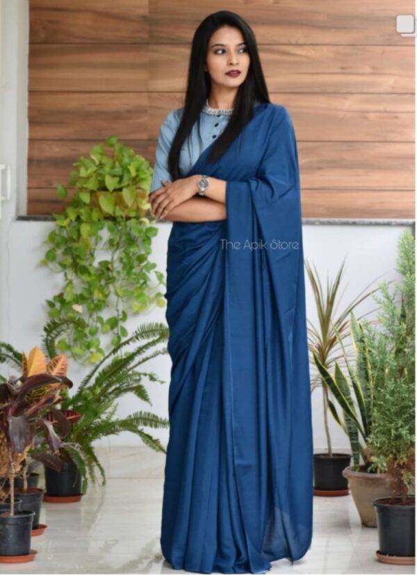 Pure Cotton Mulmul Saree - Blue