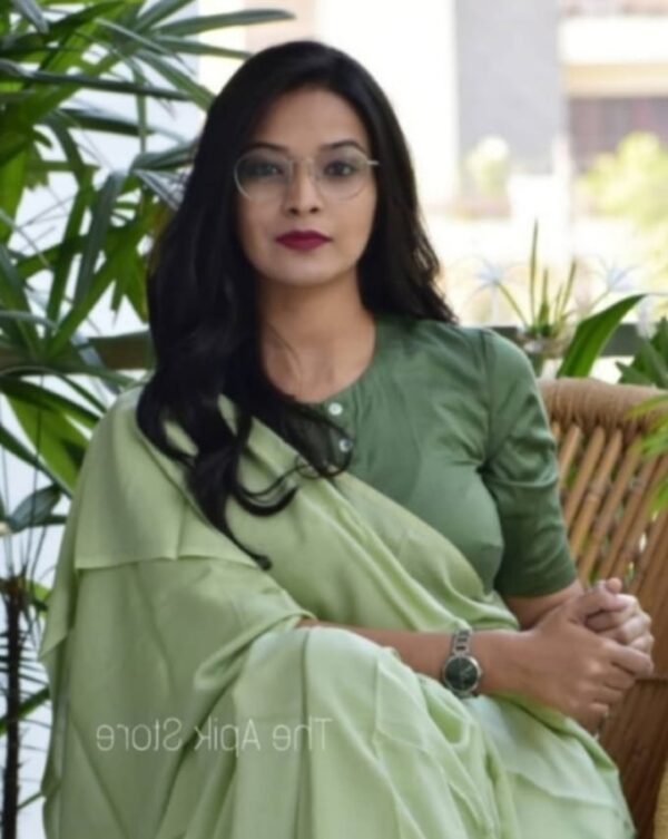 Pure Cotton Mulmul Saree - Green