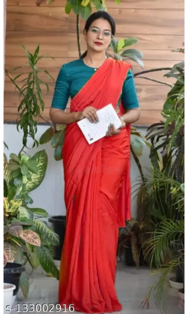 Pure Cotton Mulmul Saree - Red