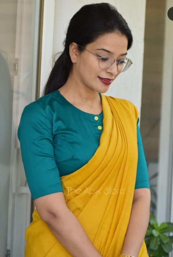 Pure Cotton Mulmul Saree - Yellow