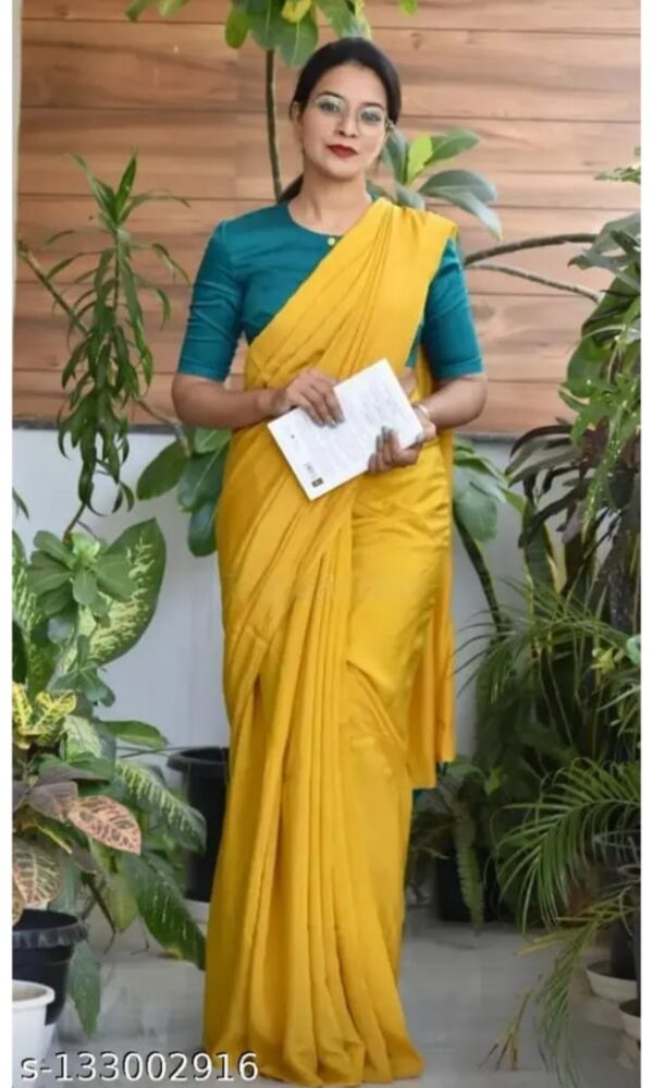 Pure Cotton Mulmul Saree - Yellow