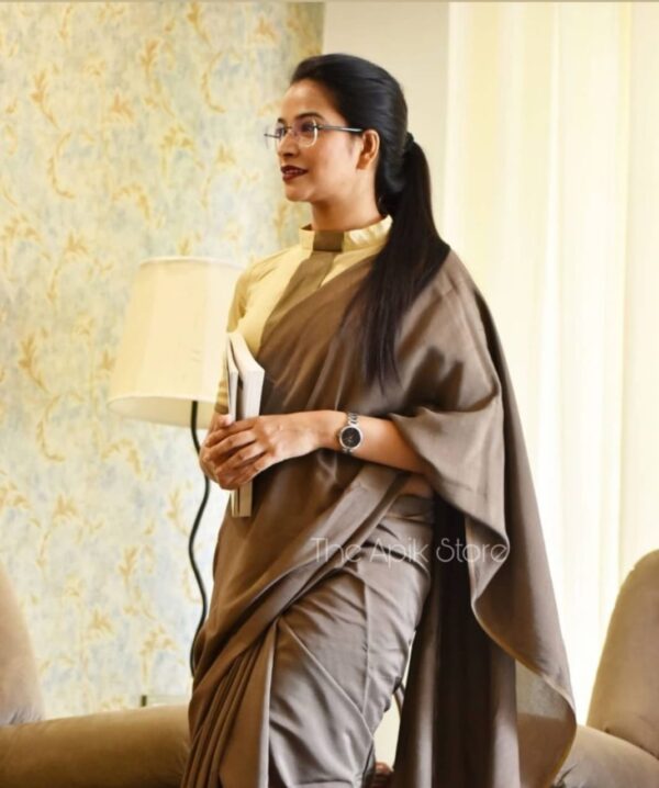 Pure Cotton Mulmul Saree - Brown