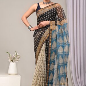 Kota Doria Saree - black