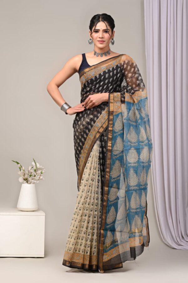 Kota Doria Saree - black
