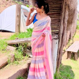 Soft MulMul Saree - Pink