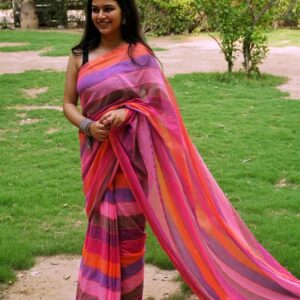 Soft MulMul Saree - Pink