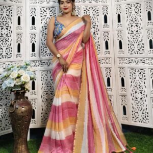 Soft MulMul Saree - Peach