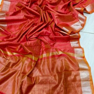 Mangalgiri Pure Silk Saree - Orange