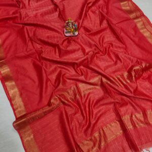 Tussar Silk Saree - Red