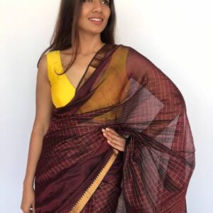Tussar Silk Saree - Brown