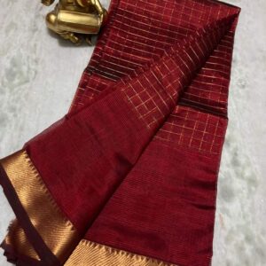 Tussar Silk Saree - Maroon