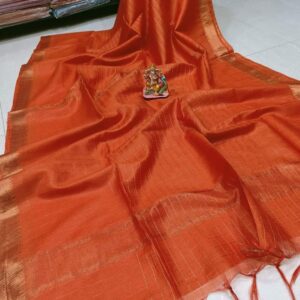 Tussar Silk Saree - Orange
