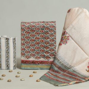 Chanderi Silk Unstitched Dress Material - Grey