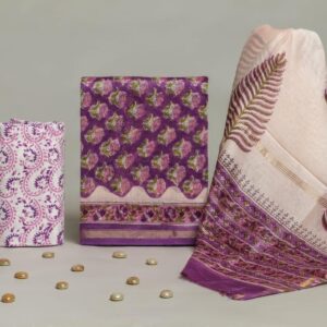 Chanderi Silk Unstitched Dress Material - Purple