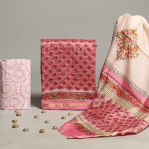 Chanderi Silk Unstitched Dress Material - Cream