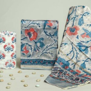 Chanderi Silk Unstitched Dress Material - White