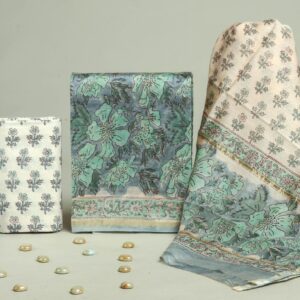 Chanderi Silk Unstitched Dress Material - Blue