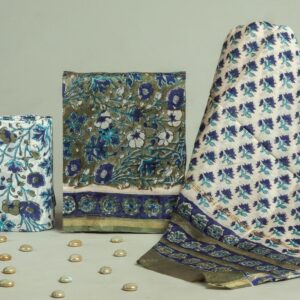 Chanderi Silk Unstitched Dress Material - Green