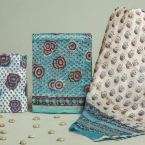 Chanderi Silk Unstitched Dress Material - Teal