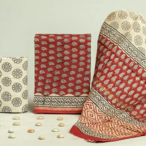 Chanderi Silk Unstitched Dress Material - Red